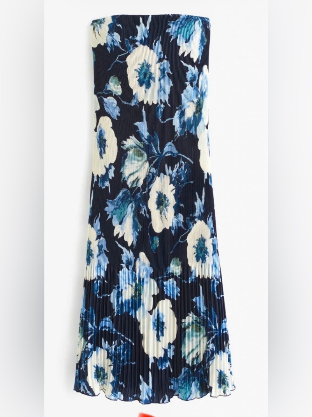 Abercrombie & Fitch Navy Floral Pleated Strapless Dress